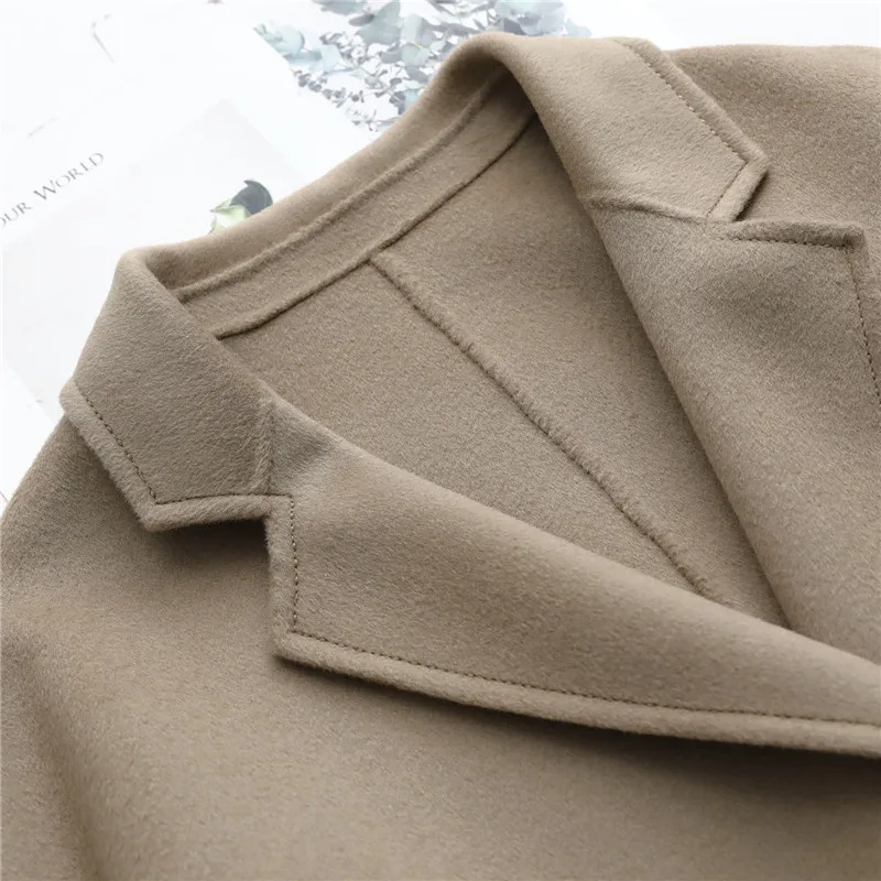 

2020 Double-Sided Cashmere Coat Autumn And Winter New Short Loose-Fitting Self-Cultivation Suit Collar Woolen Woolen Coat C021