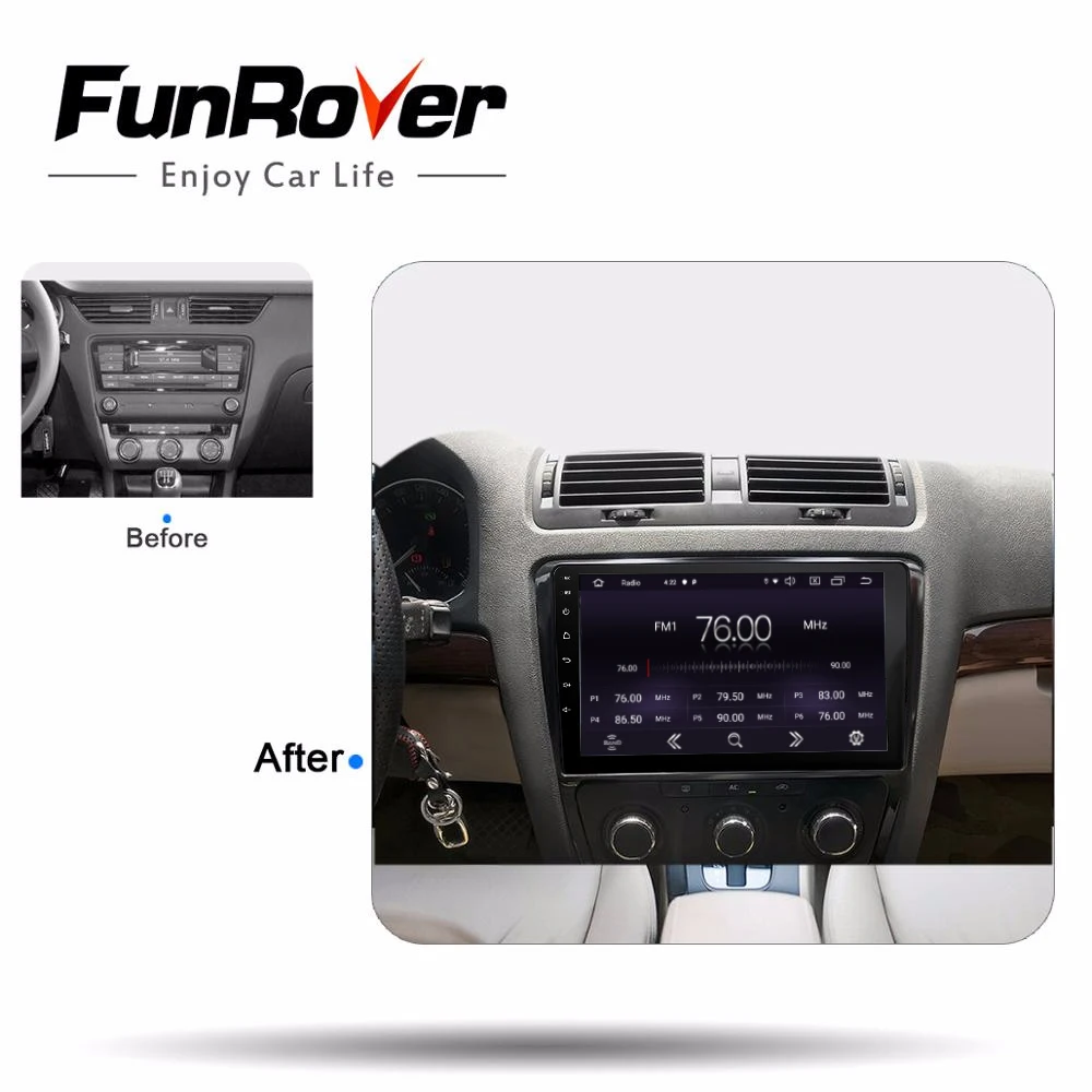 Funrover 2.5D + IPS 2 din Android 9 0 Автомобильный мультимедийный dvd плеер для Skoda Octavia 2014 Стерео