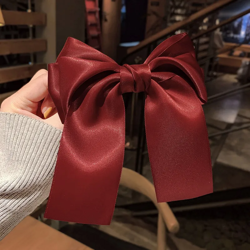 

Korean Fashion Big Barrette Bow Hairpin For girls Ladies New Long Ribbon bow Tie Chiffon Hair Clip For Woman Hair Accessories