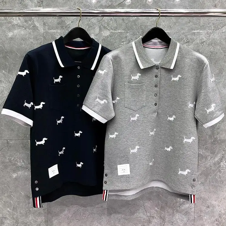 

Мужская хлопковая рубашка-поло с коротким рукавом и вышивкой