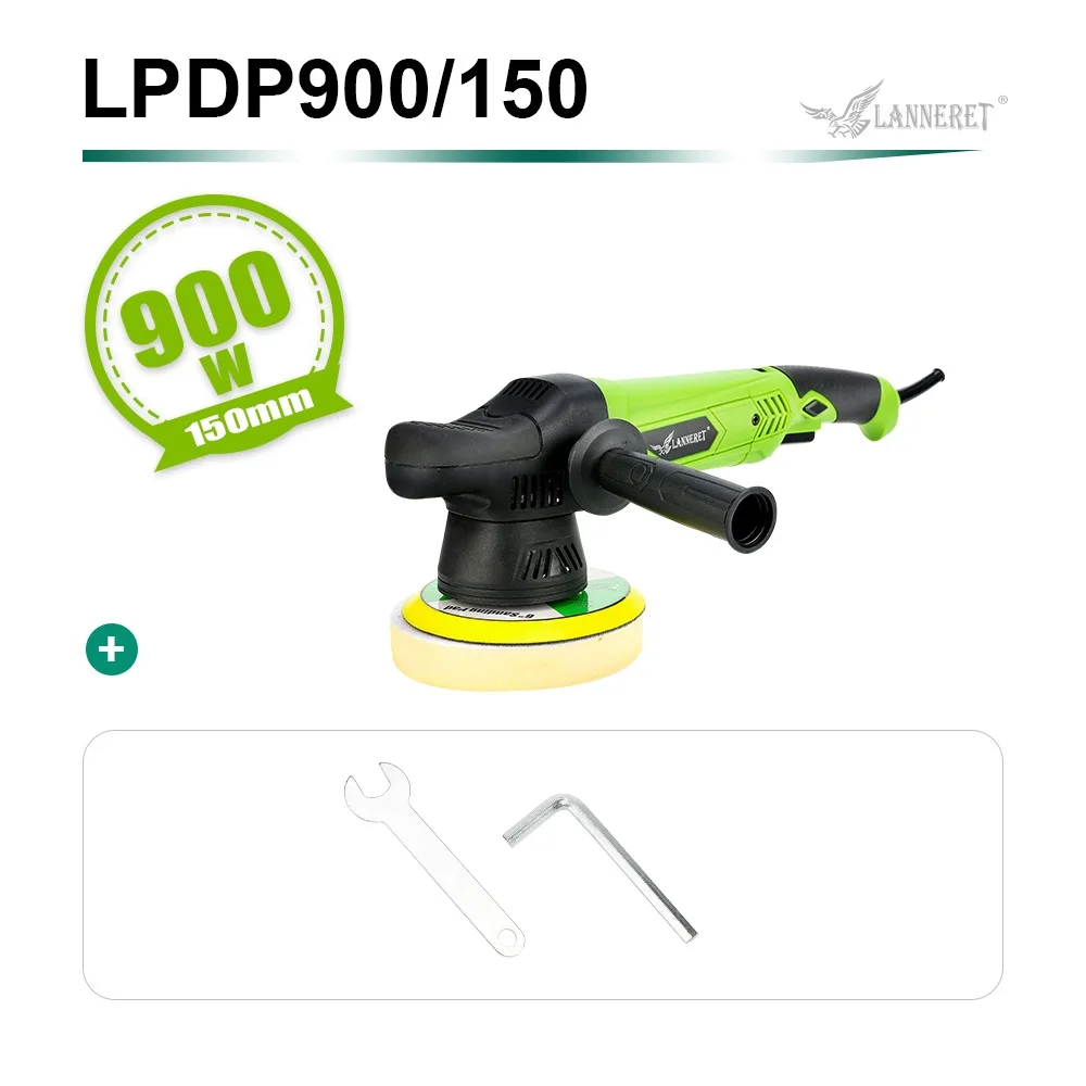 LIGHT GREEN LANNERET 6 ''полировщик двойного действия 900 Вт электрическая полировальная машинка с переменной скоростью ударная и полировальная машина очиститель полировальная подушка - Цвет: LIGHT GREEN