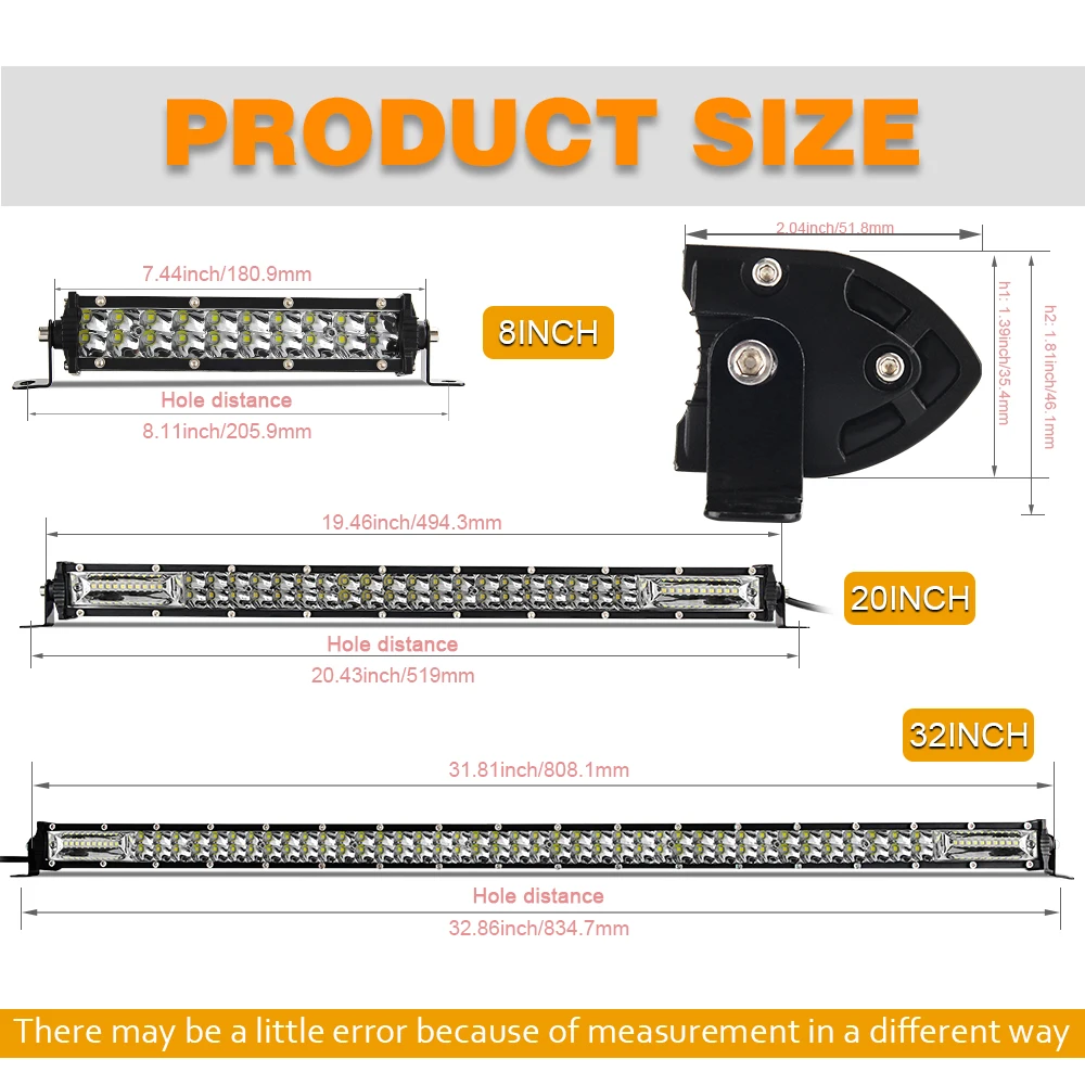 CO LIGHT 12D Lens 2 Rows Led 4x4 Offroad Work Light Bar 60W 180W 300W Combo Beam For Off road 4WD Trucks SUV ATV 12V 24V | Автомобили и