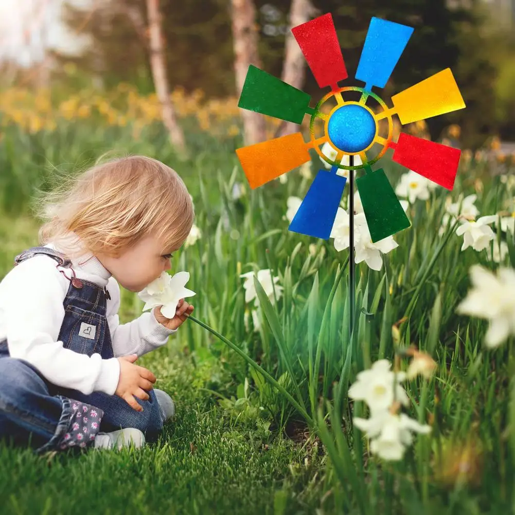 

Outdoor Multicolor Wind Spinner Iron Windmill Garden Decoration Porch Yard Lawn Art Wind Spinner Durable Waterproof