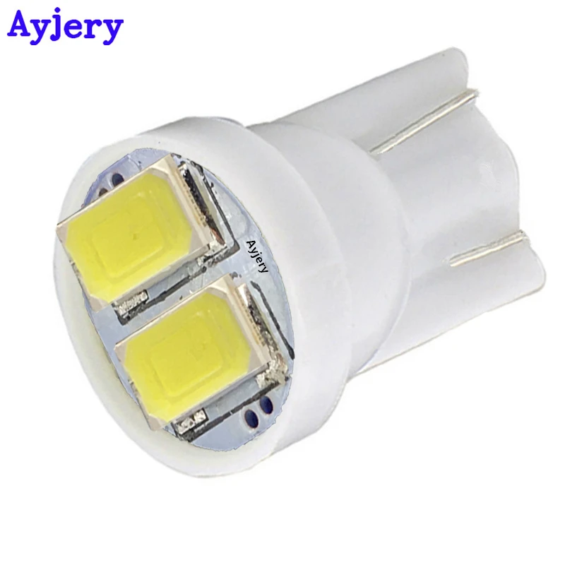 AYJERY 50 шт./лот Автомобильные светодиодные лампы T10 2 SMD 5630 LED 12 в белый W5W 168
