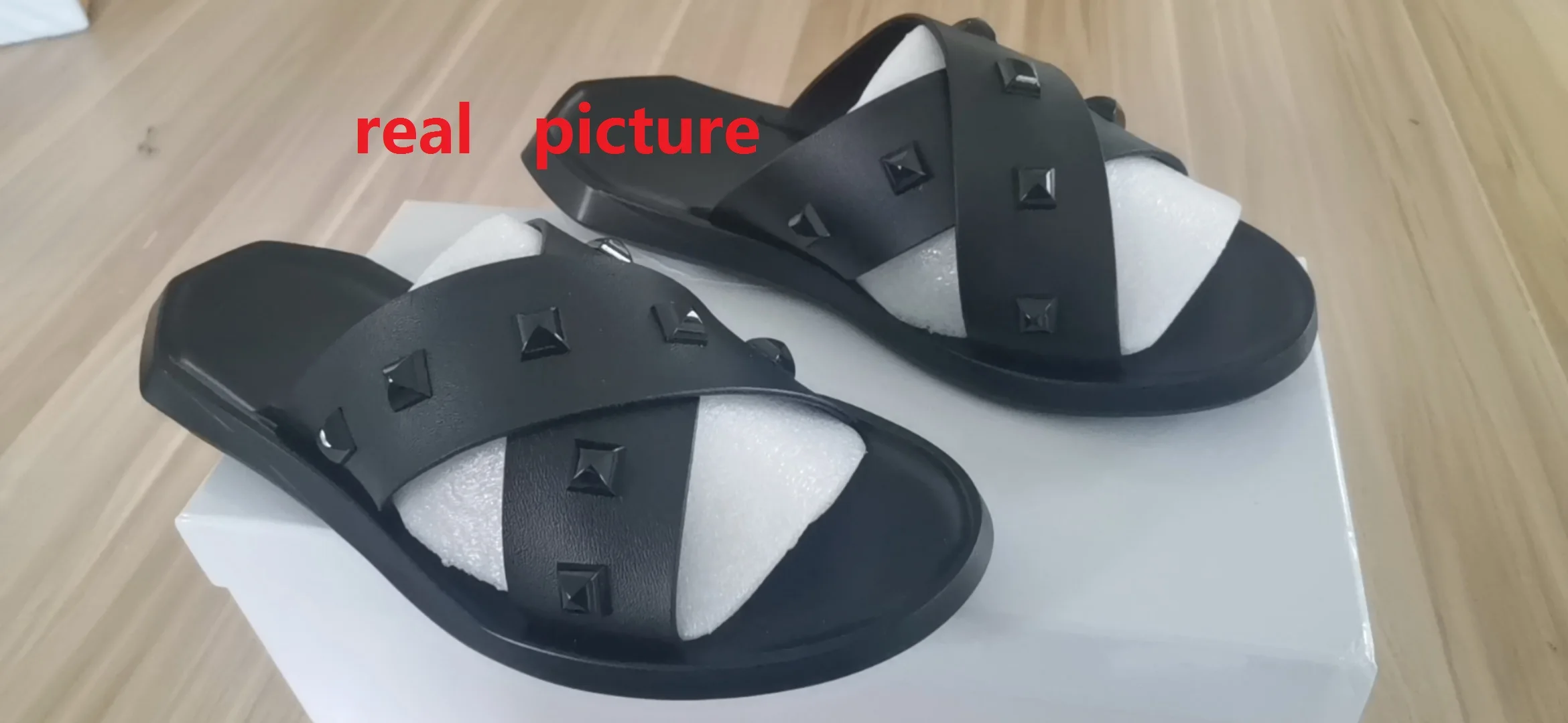 Тапки мужские с шипами кожа мягкая плоская подошва Нескользящие повседневные