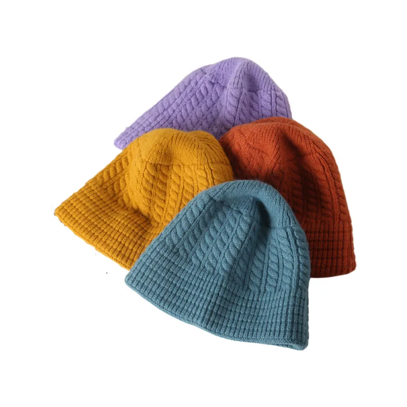 Осенне-зимние шапки для девочек, облегающие шапки, вязаная женская шапка, теплые дизайнерские модные вязаные Повседневные шапки, модные обл...