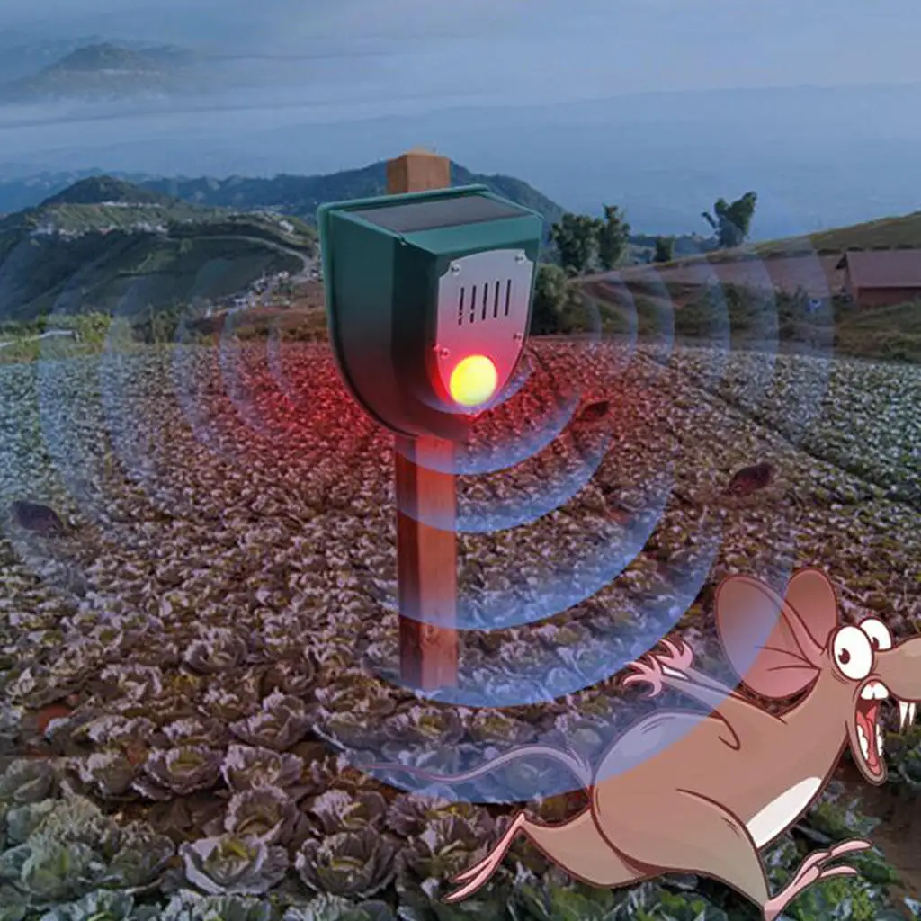 Solar Power Animal Repeller-- Loudspeaker Scarecrow W/ LED Dispeller Deterent Defender for Outdoor Villa Wildlife Mouse Deer | Дом и сад