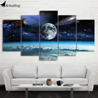 Картина на холсте с изображением планеты, Вселенной, космоса, звездного неба, плакат, напечатанный рисунок с Луной, для гостиной, домашний декор