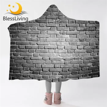 BeddingOutlet Bricks Hooded Blanket for Adults 3D Wall Microfiber Sherpa Blanket Natural Inspired Wearable Blanket Vintage Koce 1