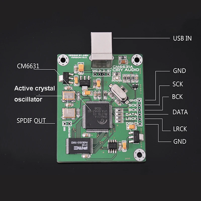 Цифровой интерфейсный модуль CM6631A ЦАП Плата USB к выходу IIS SPDIF 24 бит 192K 384K ASIO