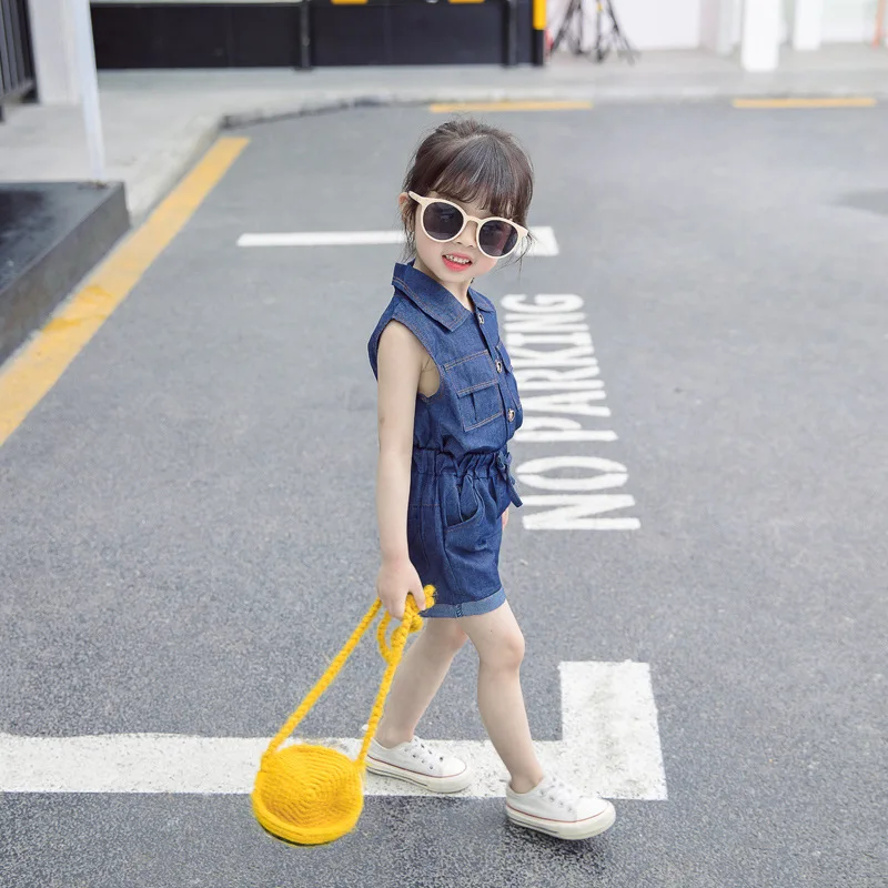 BOEUMEX/Одежда для девочек летний костюм с короткими рукавами джинсовая рубашка без