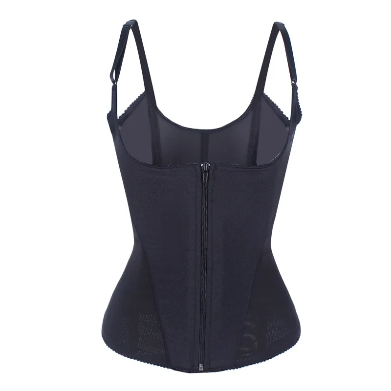 

Autumn and Winter Sexy Double-Layer Strong Abdomen Corset 9 Steel Ribs + Zipper Sling Black Body Corset6XL