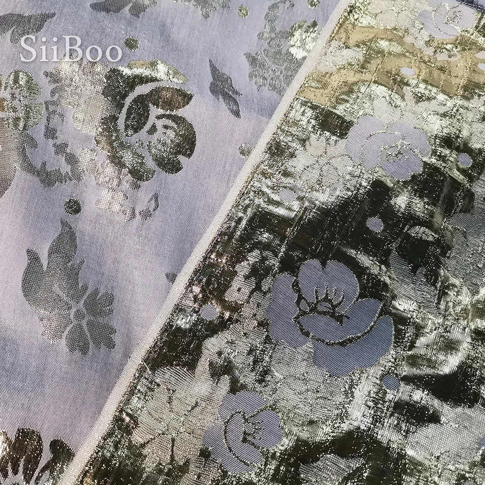 Роскошная золотая Цветочная металлическая жаккардовая натуральная шелковая