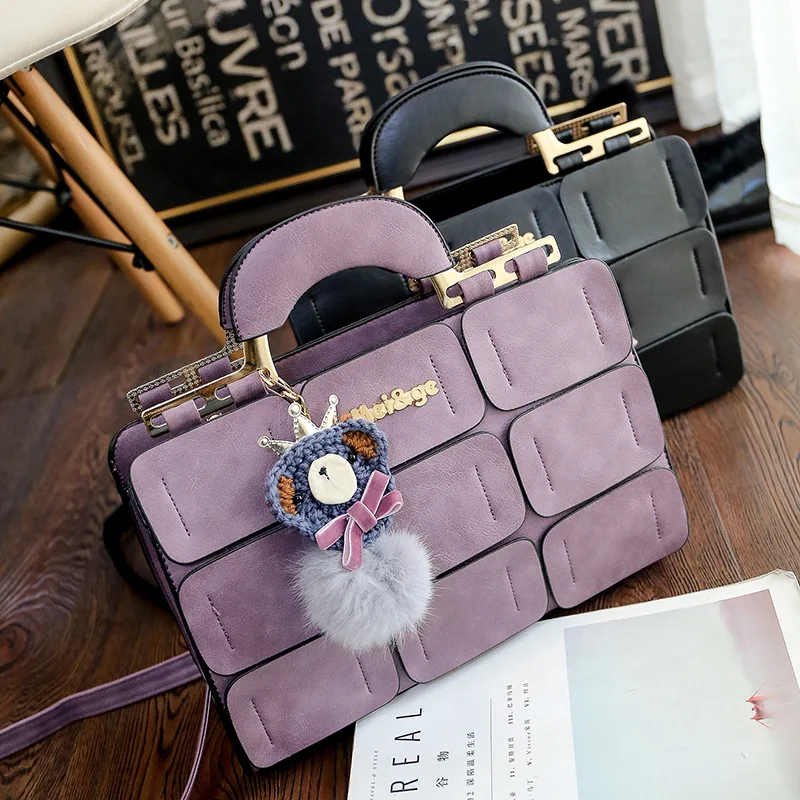 Новая модная Корейская сшивка с шариком для волос женская сумка через плечо |