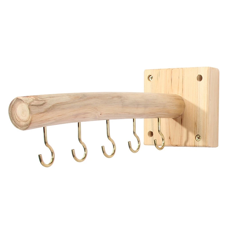 

Log Coat 5 Hook Wooden Wall Hanger Hook Clothes Bag Display Rack Wall Hanger Holder Organizer Hook For Hanging Hook