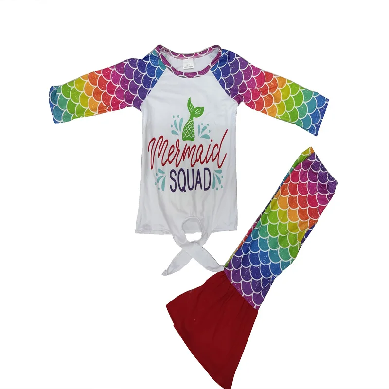 Новинка 2019 праздничная одежда дизайнерский комплект из цветной рыбьей чешуи для