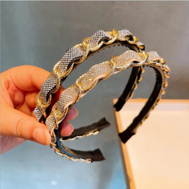 

Women Hairbands female temperament ladies simple chain diamond headbands