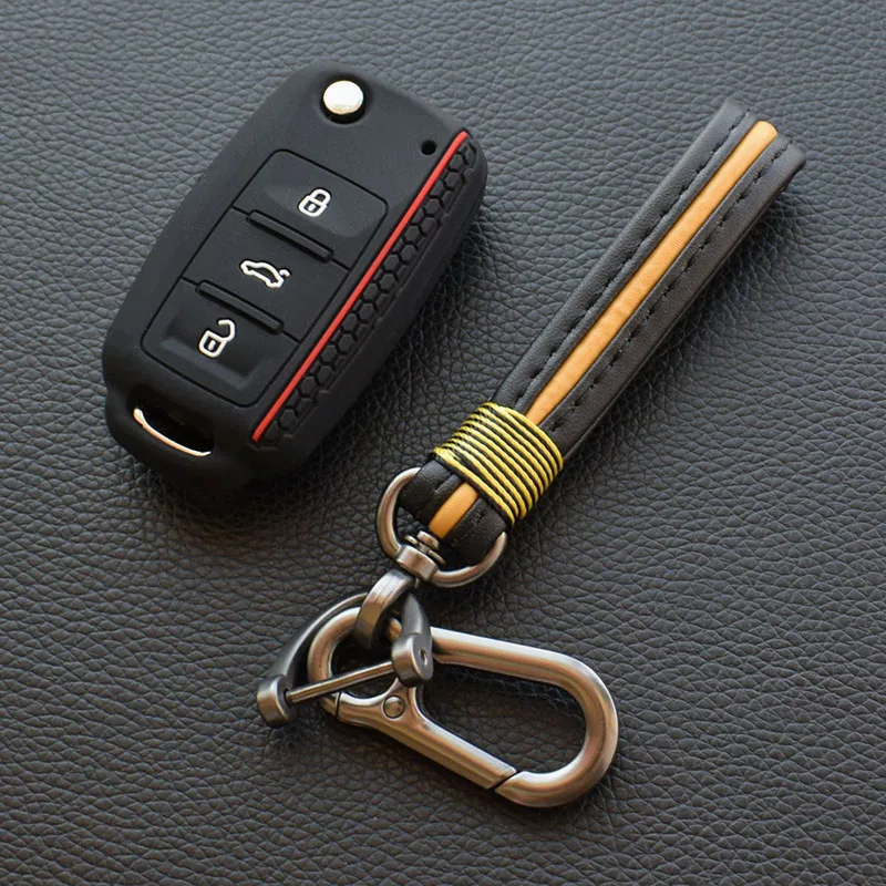 black For Volkswagen Bora POLO GOLF Passat Car Key New Silicone Cover Case Shell 3 Button Remote Key protector Car Key Styling - Название цвета: black