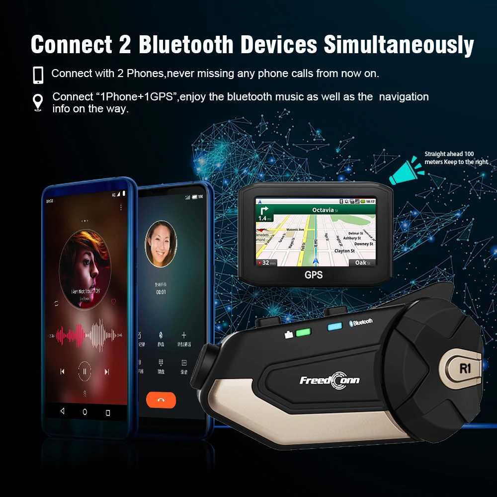 Переговорное устройство для мотоцикла Freedconn R1 Plus водонепроницаемое HD-объектив