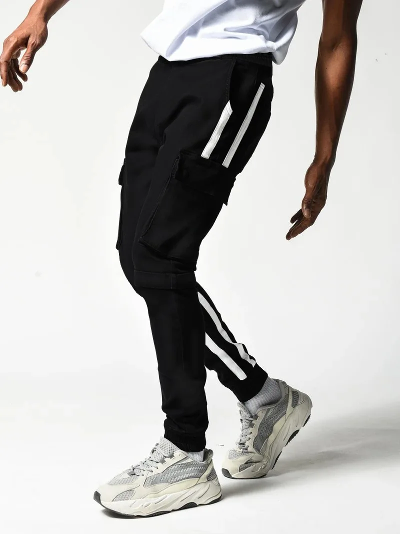 

2021 autumn and winter men's pants new style solid color overalls trendy men's sports casual pants