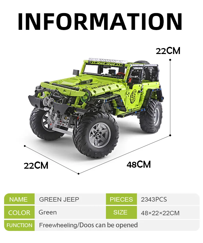 

J902 High-Tech Car Model The MOC-5140 Jeeped Wranglers Rubicon Set Assembly Building Blocks Bricks Kids Christmas Gifts