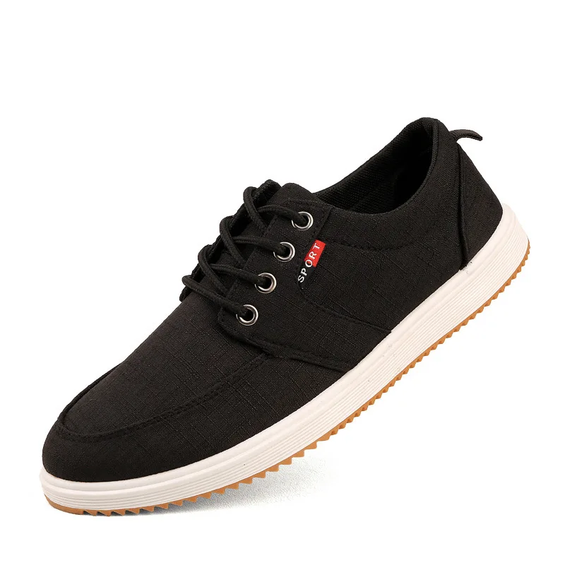 

2019 Men Canvas Shoes Spring Summer Casual Shoes Men Flat Shoes Lace-up Student Shoes chaussure hommesize