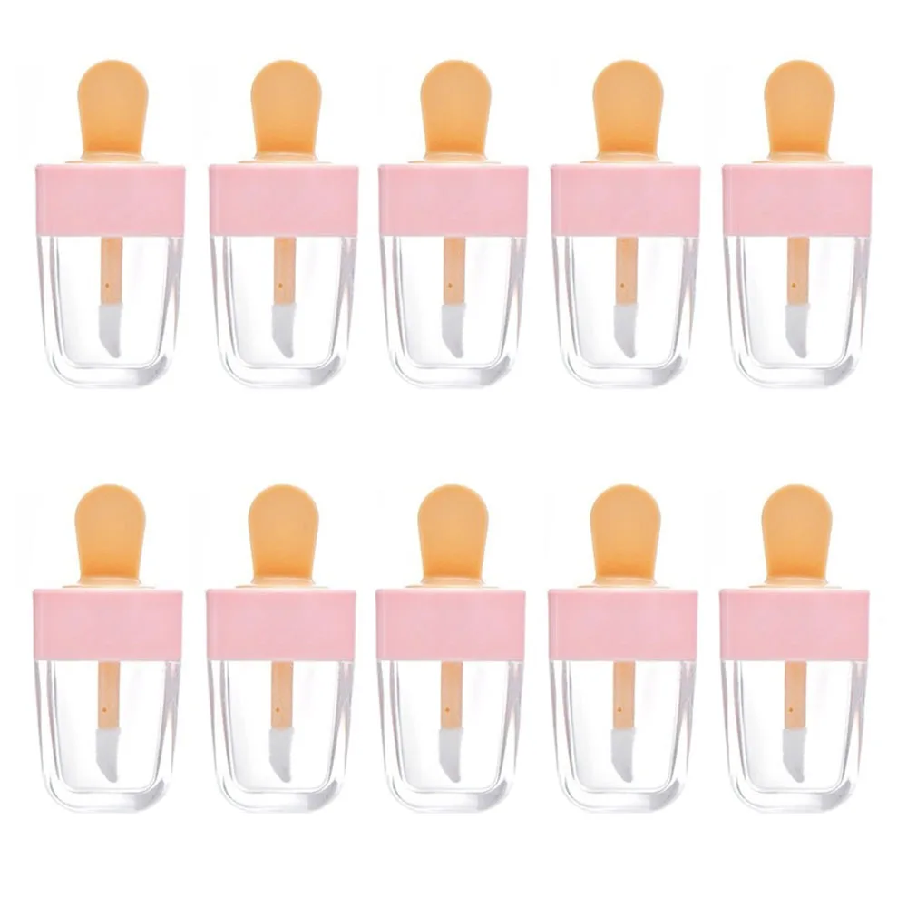 

5pcs 8ml Lip Gloss Tube Bottles Lip Glaze Tube Empty Pink Ice Cream Lipgloss Tube Packaging Material Makeup Diy Travel Container