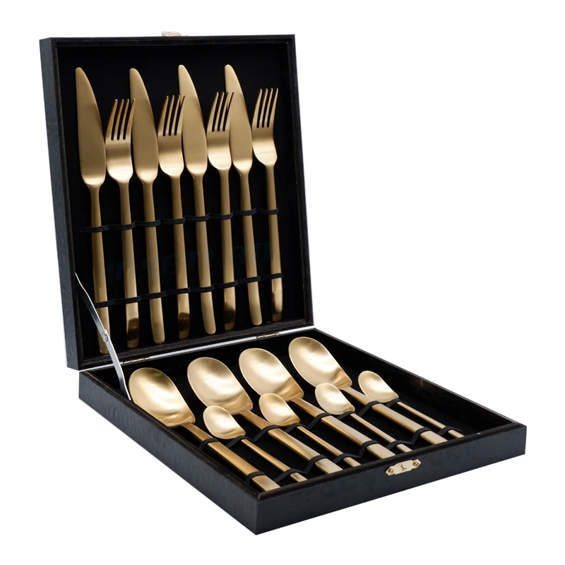 

Matte Gold Cutlery Set Stainless Steel Flatware Set Kitchen Silverware Steak Tableware Dinnerware Spoon Fork Knife Chopsticks