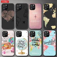 airplane map travel phone case for iphone 11 12 pro max mini cover for iphone x xr xs max 7 8 6 6s plus 5 se 2020 soft tpu funda