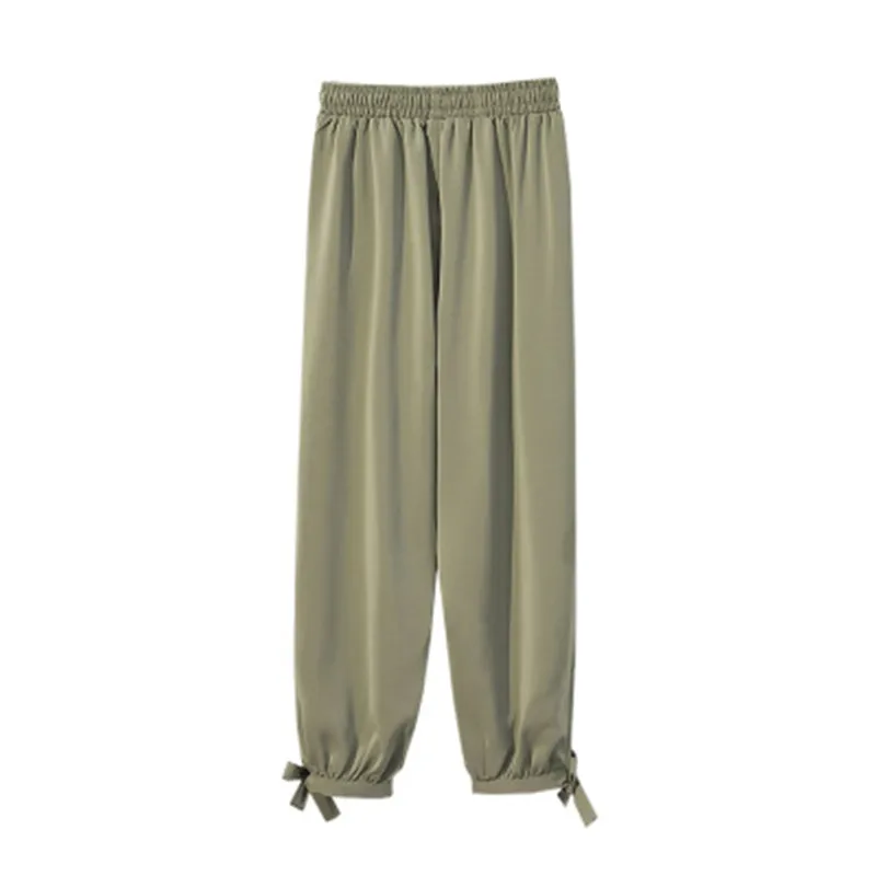 Женские однотонные штаны 2020 летние женские с эластичной резинкой на талии
