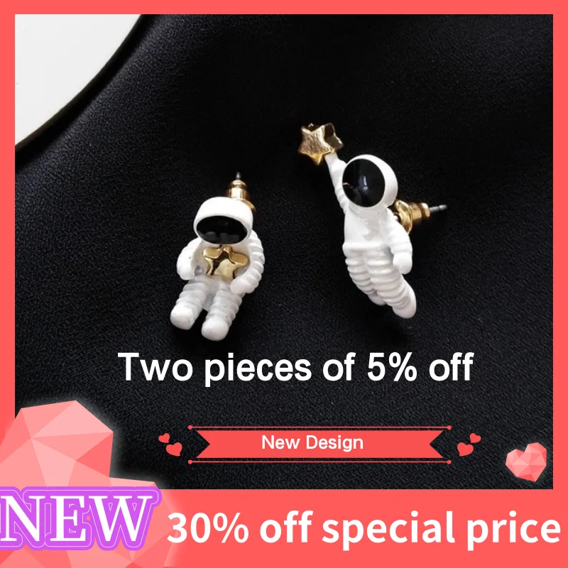 Женские креативные серьги космонавта гвоздики в виде звезды планеты милые