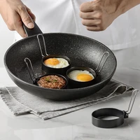 4pcs egg rings1pc oil brushnon stick fry fried poacher egg mould folding handle pancake maker kitchen accessories