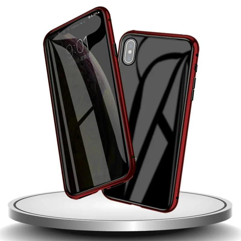 Двусторонний стеклянный чехол для IPhone Xs Max Xr X 7 8plus с металлической рамкой