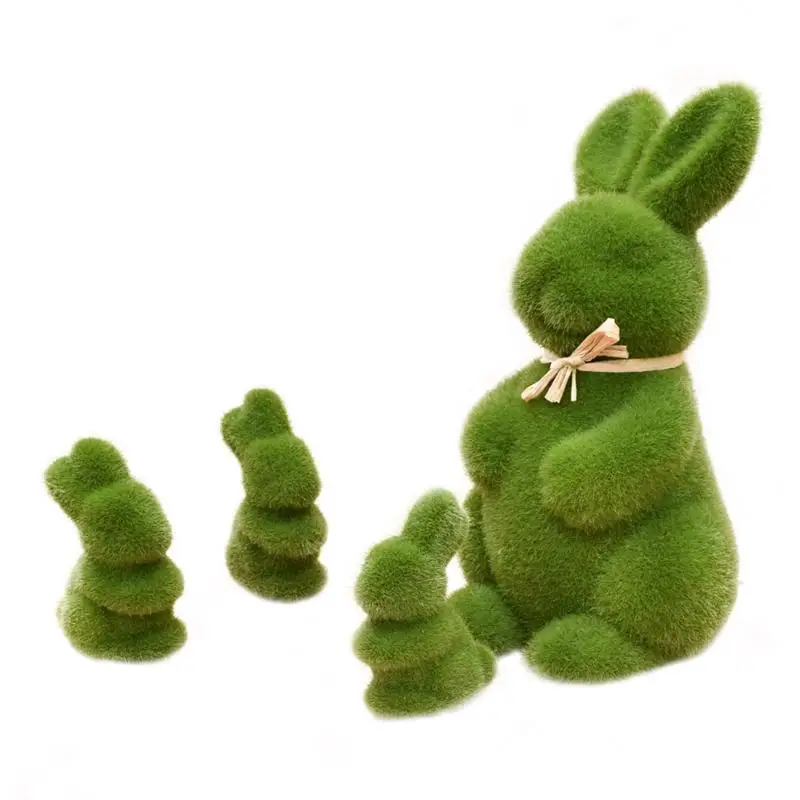 

4pcs Easter Rabbit Artificial Grass Animal Easter Rabbit Home Office Ornamet Party Decorative Accessories