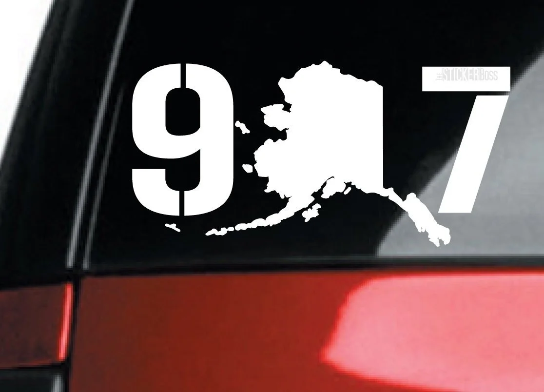 Наклейка/стикер для самолетов снегоходов и сноубордов 8 дюймов силуэт Аляски