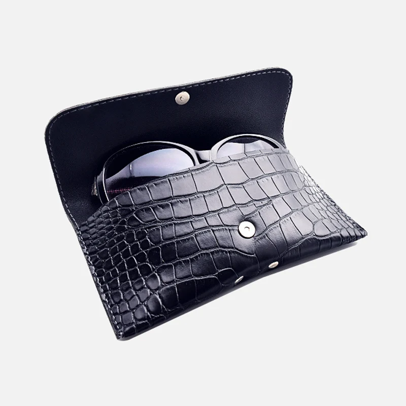 Роскошный кожаный футляр для солнцезащитных очков Жесткий Чехол со змеиным