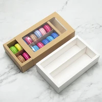 2020 new kraft paper macaron cookie boxes with windows kraft white board paper gift cases home holiday party supplies containers