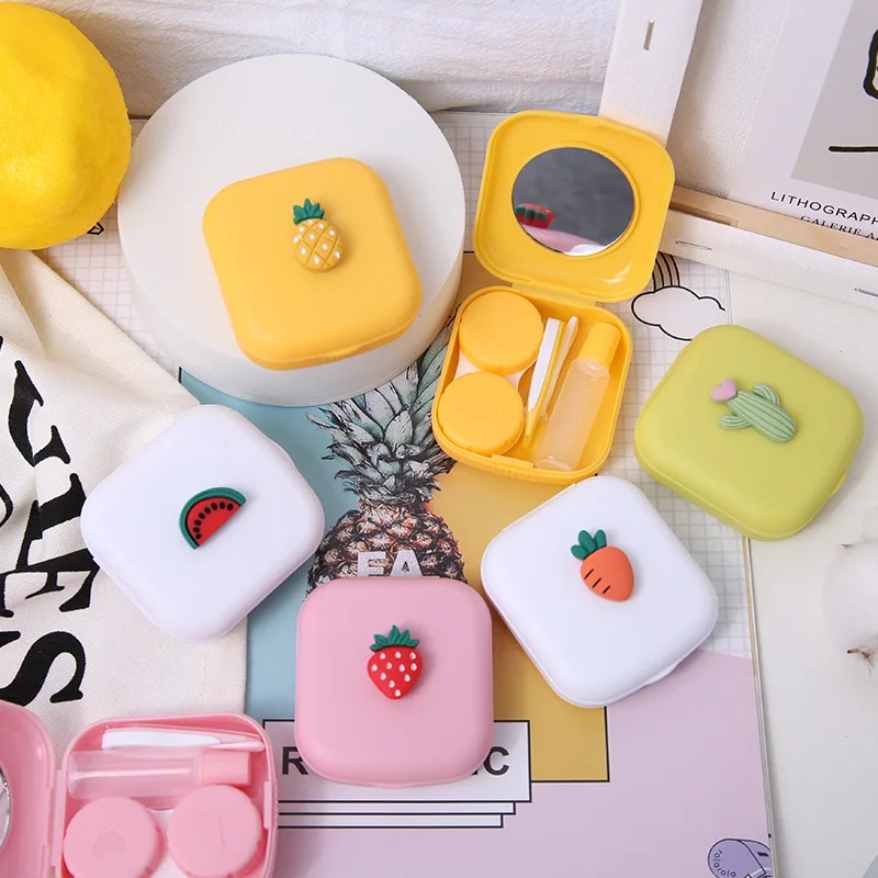 

Candy Solid Color Women Portable Cute Contact Lenses Box Lens Case For Eyes Care KitGlasses case Holder Container Gift
