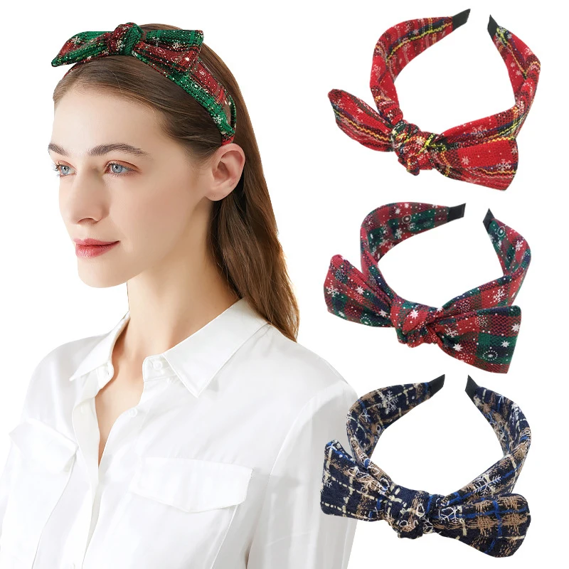 

Lattice Hair Band Christmas Style Hair Band Hair Accessories Western Style Retro Decorative Hair Band Bow Hair Band
