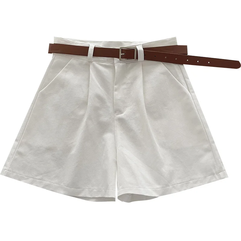 

Yeeloca Personality Solid Casual Shorts 2021 Summer New Women's High Waist Versatile Trousers Wide Leg Pants With Belt