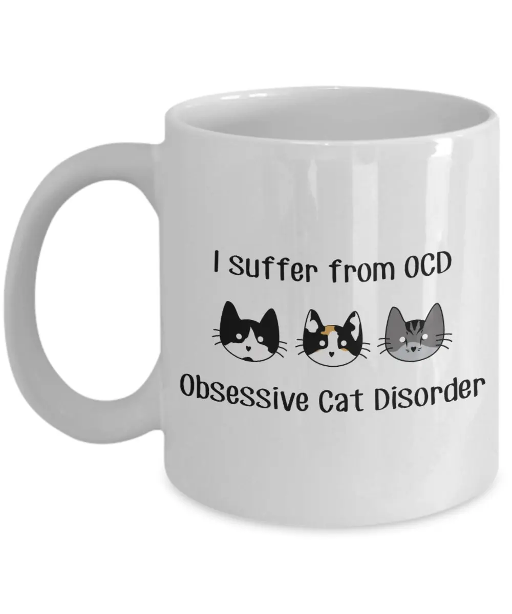 Я страдаю от обручального кота OCD 10 унций кружка сумасшедшая кошка леди
