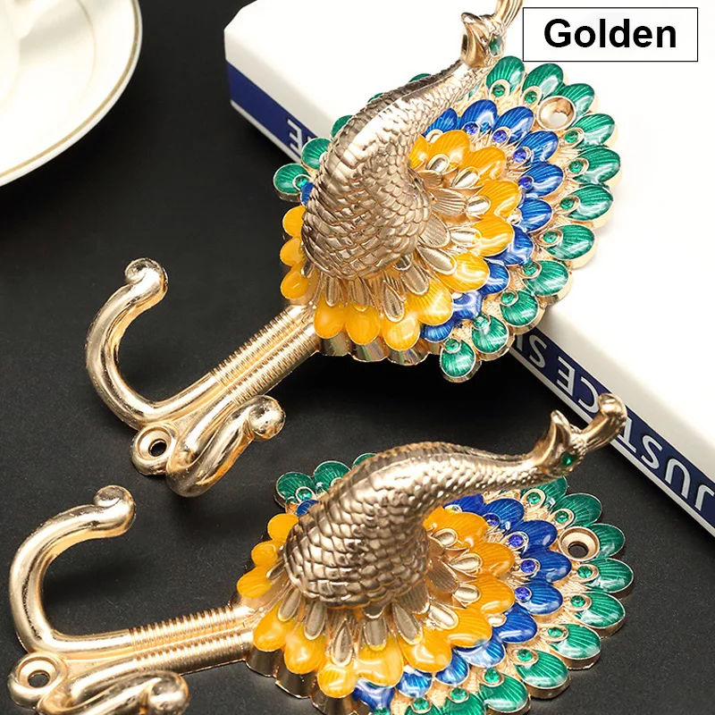 

Zinc Alloy Retro Peacock Curtain Hook Colorful Antique Wall Hanging Repeatable Multi-Purpose Hooks Home Decoration