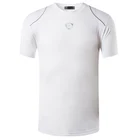 Jeansian Мужская Спортивная футболка, топы для тренажерного зала, фитнесс пробежки, футбол, короткий рукав, сухой крой, LSL018, белый