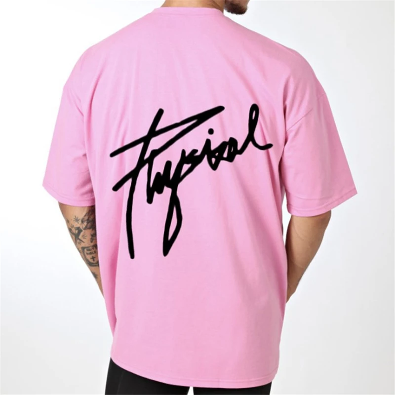 

Fashion Casual T-Shirt Men Gym Fitness Cotton t shirt Male Loose Fashion Print Short sleeve Tee shirt Tops Summer Sport Clothing