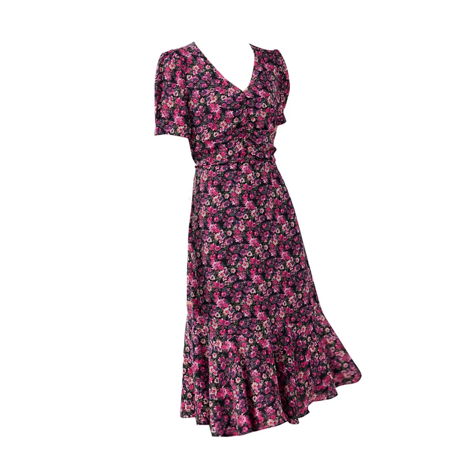 

2021 Summer Chiffon High Quality Sexy Midi Dress Fashion Vintage 3XL Plus Size Print Runway Dress Classy Women Bodycon Vestidos