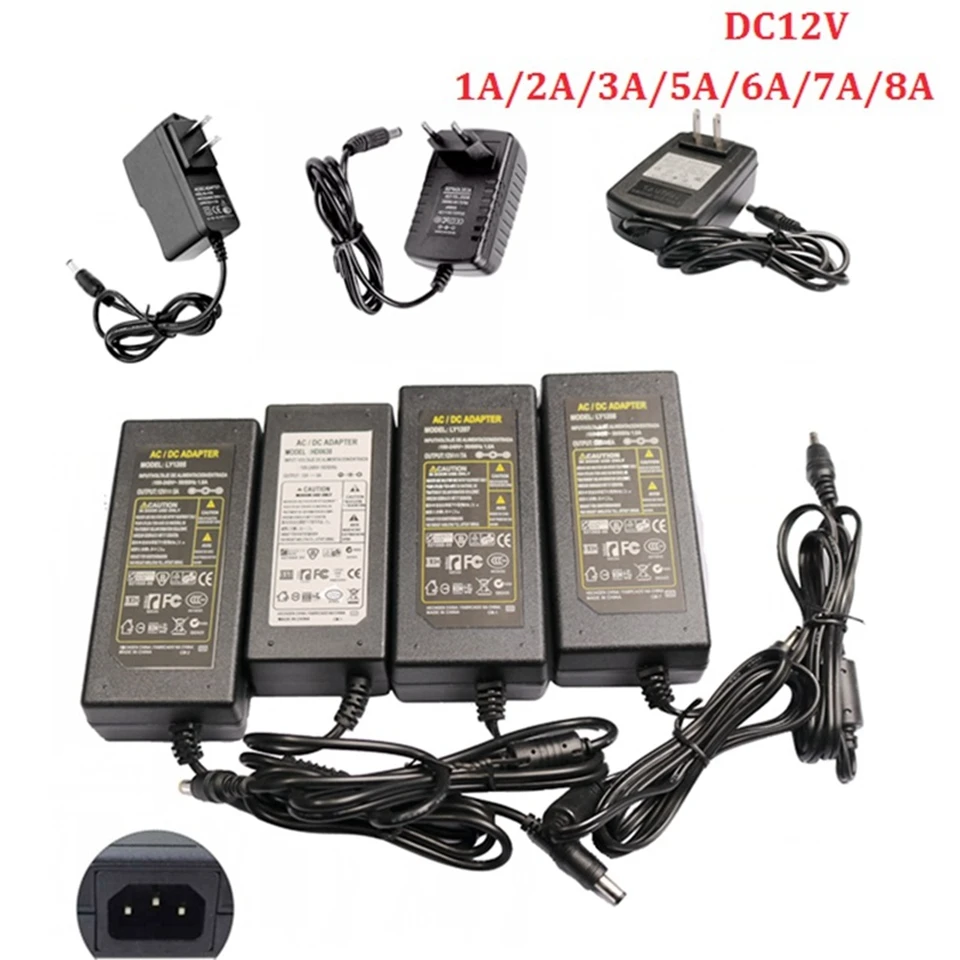 AC110-220V для DC12V Питание адаптер трансформатор 1A 2A 3A 5A 6A 8A 10A Зарядное устройство конвертер для 2835 5630 5050 Светодиодные ленты света