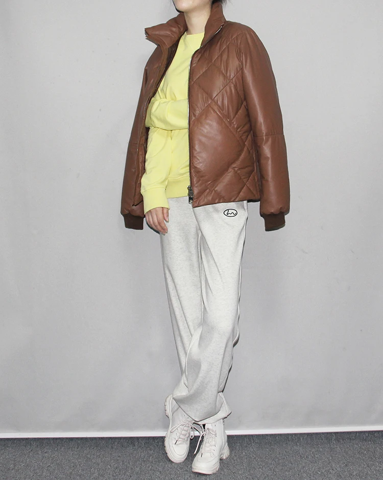 2021 Women's Jacket Duck Down Coat Genuine Sheepskin Lambskin Leather Parkas for Female Winter Clothing Brown Plus Sized XXXXL