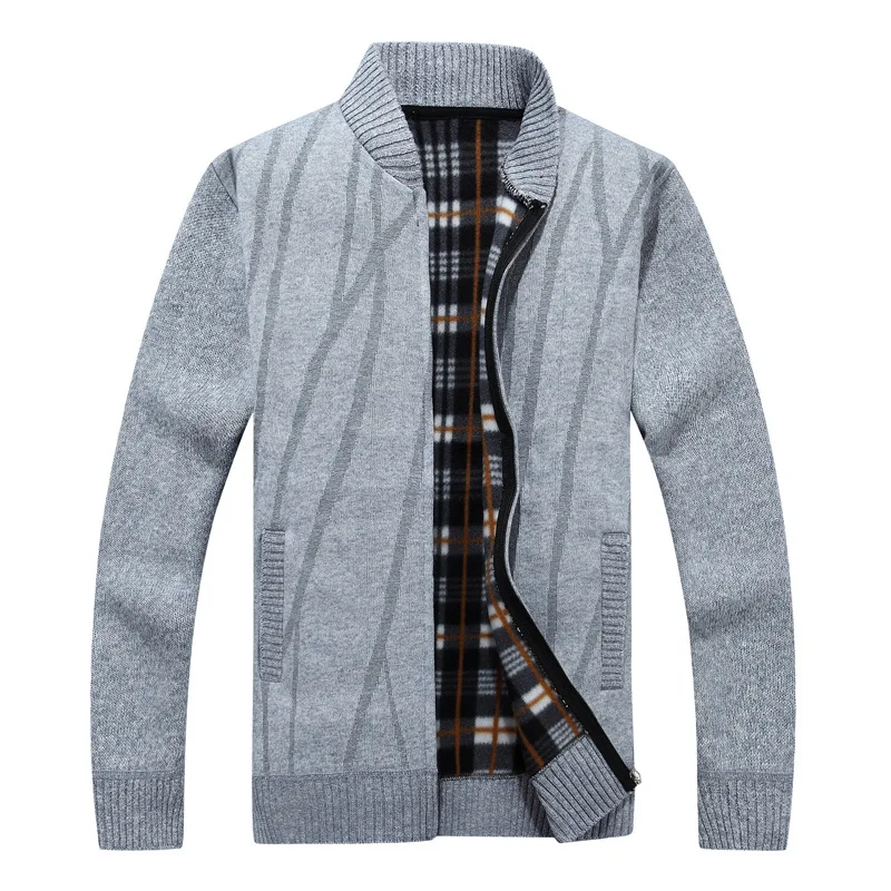 

Fall / winter 20211 men's cardigan warm and thickened sweater teenagers stand collar zipper Plush cardigan knitwear