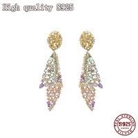 s925 silver needle fine fashion jewelry color zirconium earrings exaggerated irregular zircon earrings female conch earrings