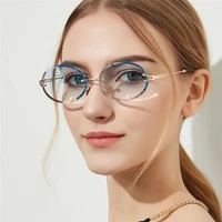 2020 retro sunglasses women brand designer fashion rimless gradient sun glasses shades cutting lens ladies frameless eyeglasses